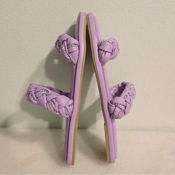 BCBGeneration Taneka Slide Sandal  With Chain Woven Links Size 7.5 in Lavender - Picture 6 of 8